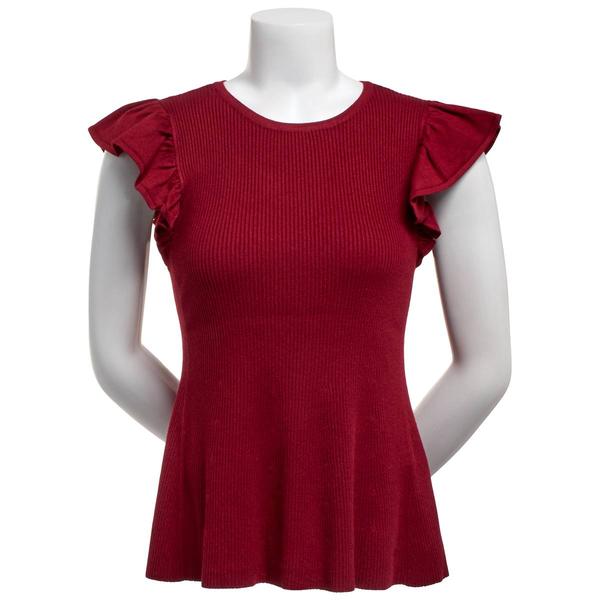 Womens Nautica Rib Knit Cap Flutter Sleeve Sweater - image 