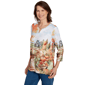 Womens Alfred Dunner Classics_F5 Farm Landscape Harvest Top - image 3