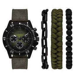 Mens Folio Green Sunray Dial Watch & Bracelet Set - FMDFL6096