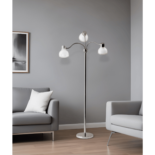 HomeRoots 69in. Silver Three Light Tree Floor Lamp
