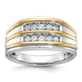Mens Gentlemens Classics&#40;tm&#41; 14kt. Two Tone Gold Stripe Diamond Ring