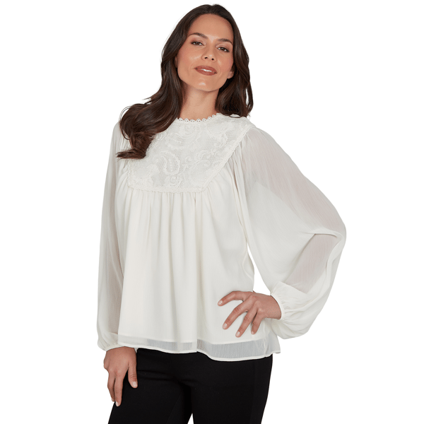 Petite Skye''s the Limit Wild Romance Solid Long Sleeve Jewel Nec