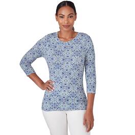 Womens Skye''s The Limit Sky And Sea 3/4 Sleeve Crew Neck Top