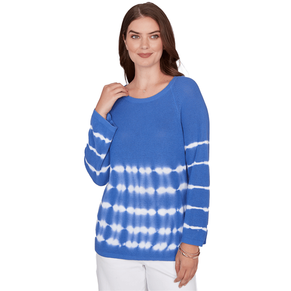 Petite Ruby Rd. Set Sail Long Raglan Sleeve Tie Dye Sweater