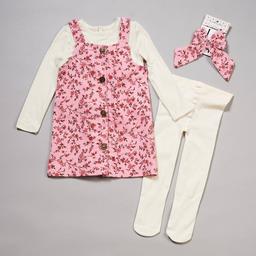 Baby Girl (12-24M) BTween(R) Button Front Jumper Dress Set w/ Bow