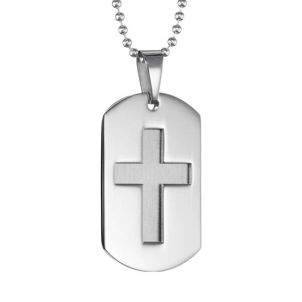 Mens Lynx Stainless Steel Dog Tag Pendant - image 
