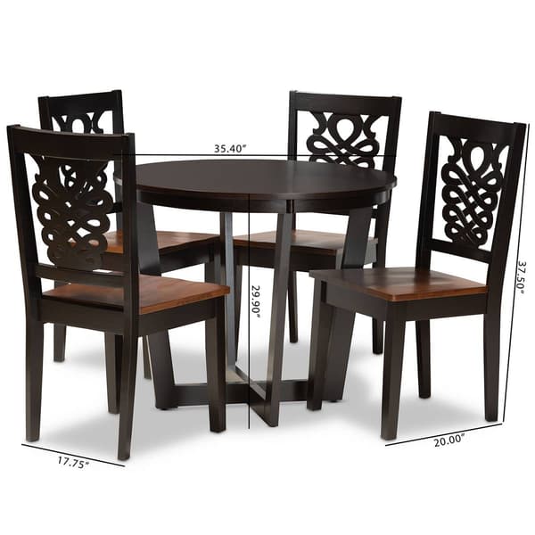 Baxton Studio Salida 2-Tone Dark/Walnut Brown Wood 5pc Dining Set