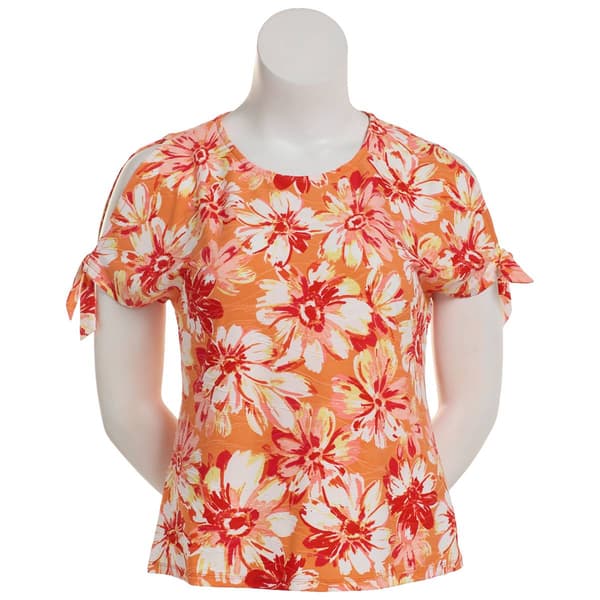 Womens Emily Daniels Short Sleeve Scoop Neck Cold Shoulder Blouse