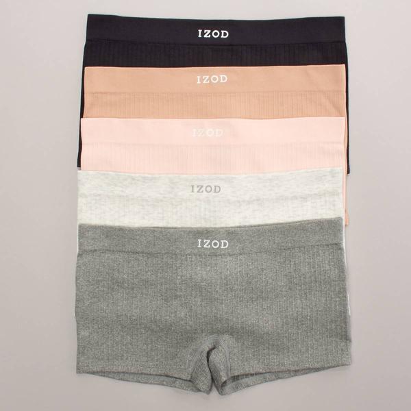 Womens IZOD(R) 5pk. Rib Faux Logo Patch Boyshort Panties - IZ70575 - image 