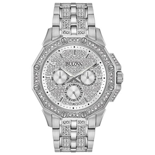 Mens Bulova Pave Multi-Function Bracelet Watch - 96C134