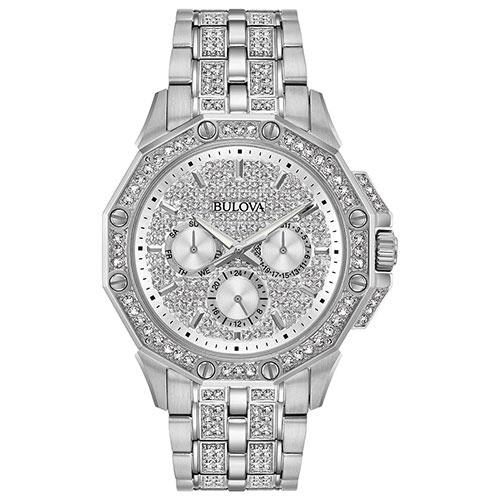 Mens Bulova Pave Multi-Function Bracelet Watch - 96C134