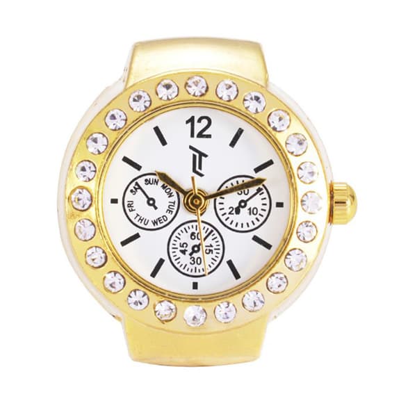 Womens Gold-Tone Chronograph Dial Ring Watch - GRWCHRBV-03