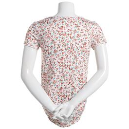 Womens C''est La Vie Short Sleeve Side Ruched Ditsy Floral Tee