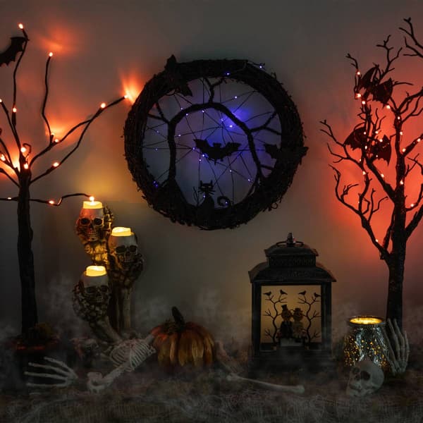 Northlight Seasonal 13in. LED Twig Halloween Wreath with Bats