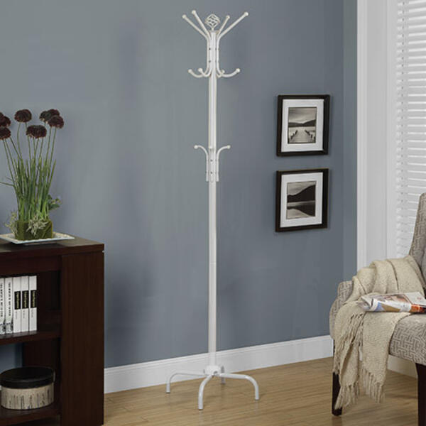 Monarch Specialties 74in. White Metal Coat Rack - image 