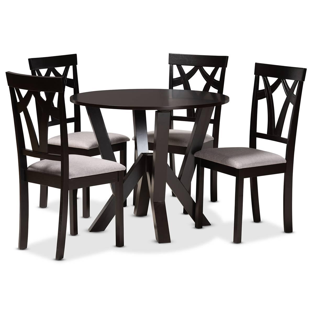 Baxton Studio Branca Modern Grey Fabric 5pc. Dining Set