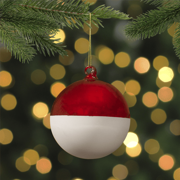 Northlight Red & White 2-Finish Christmas Glass Ball Ornament