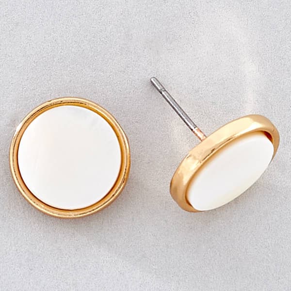 Ashley Cooper(tm) Gold-Tone Mother of Pearl Post Earrings - image 