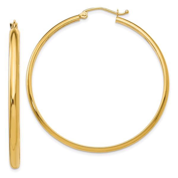 Gold Classics(tm) 43mm. 14kt. Gold Polished Hoop Earrings - image 