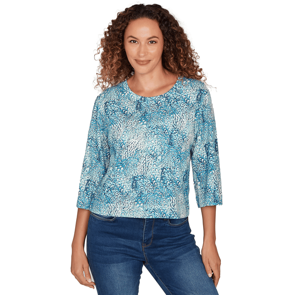 Womens Skyes the Limit Fresh Start Elbow Sleeve Crew Neck Top W - image 