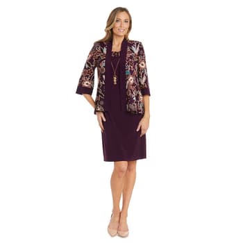 Womens R&M Richards Floral Solid Jacket Dress - Boscov's