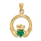 Unisex Gold Classics&#40;tm&#41; 14kt. Claddagh with Green Stone Pendant - image 1
