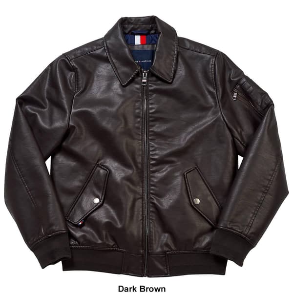 Mens Tommy Hilfiger Faux Leather Bomber Jacket - image 