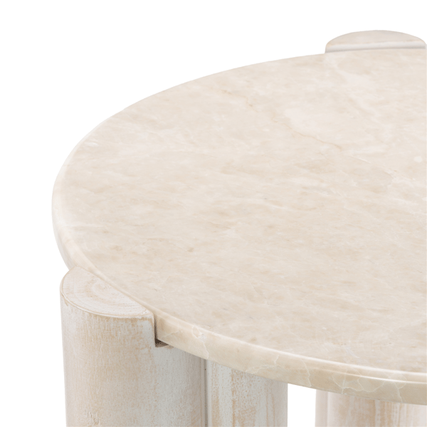 9th & Pike® Traditional Cream Teak Wood Accent Table