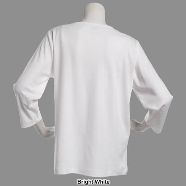 Petite Hasting & Smith 3/4 Sleeve Scallop Neck Tee
