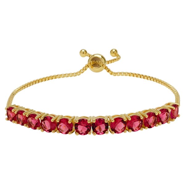 Gold Plated Magenta CZ Bracelet - image 
