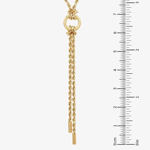 Gold Classics&#8482; Circle & Bar on Rope Chain Lariat Necklace