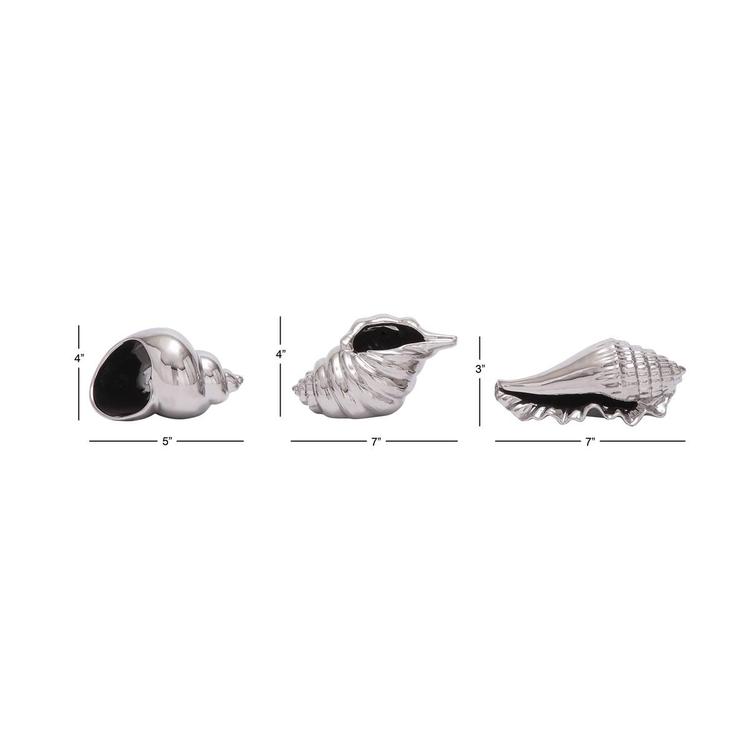 9th & Pike® Metallic Coastal Seashell Sculpture - Set of 3