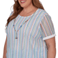 Plus Size Alfred Dunner Caribbean Blues Textured Stripe Blouse - image 5
