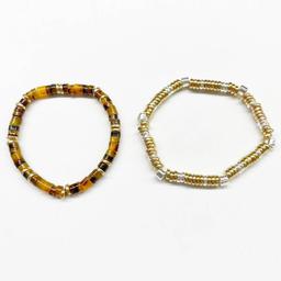 Ashley Cooper(tm) 2pc. Faux Tortoise Heishi Bead Stretch Bracelet