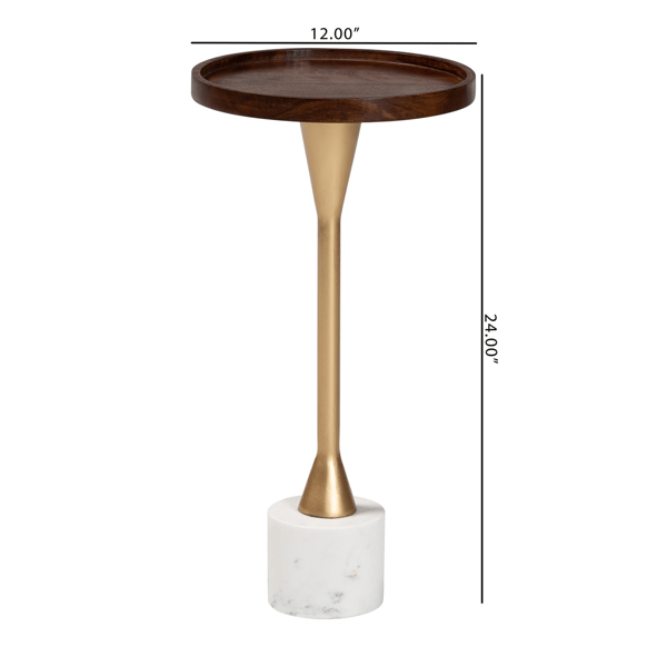 Baxton Studio Janaki Tray Top Drink Table with Marble Base