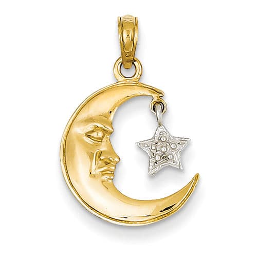 Gold Classics&#40;tm&#41; Two-Tone Half Moon & Star Pendant - image 