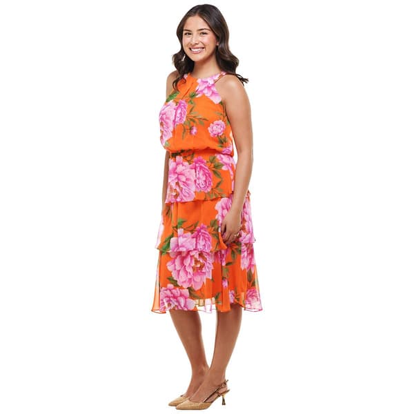 Petite Robbie Bee Sleeveless Floral Chiffon Tier Maxi Dress