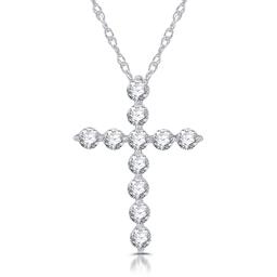 Nova Star(R) 1ctw. Lab Grown Diamond Cross 14kt. White Gold Pendant