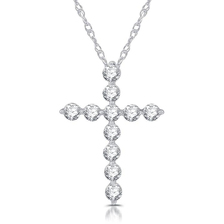 Nova Star(R) 1ctw. Lab Grown Diamond Cross 14kt. White Gold Pendant