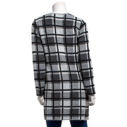 Womens By Design Long Sleeve Plaid Side Pocket Cardigan