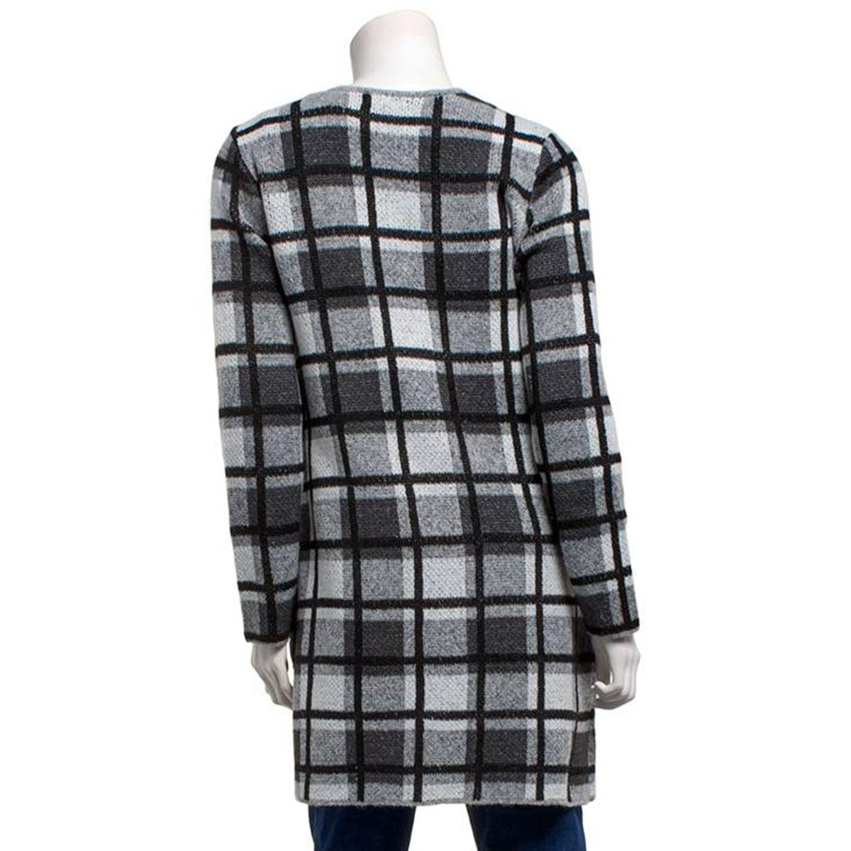 Womens By Design Long Sleeve Plaid Side Pocket Cardigan