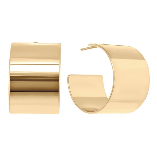 14kt. Gold Over Brass 23mm Flat Post Hoop Earrings - image 