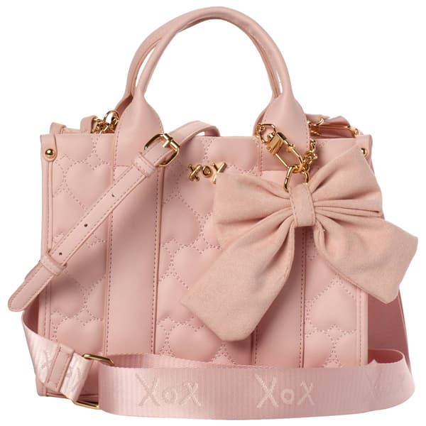 Betsey Johnson Quilted Heart Satchel W/Charm