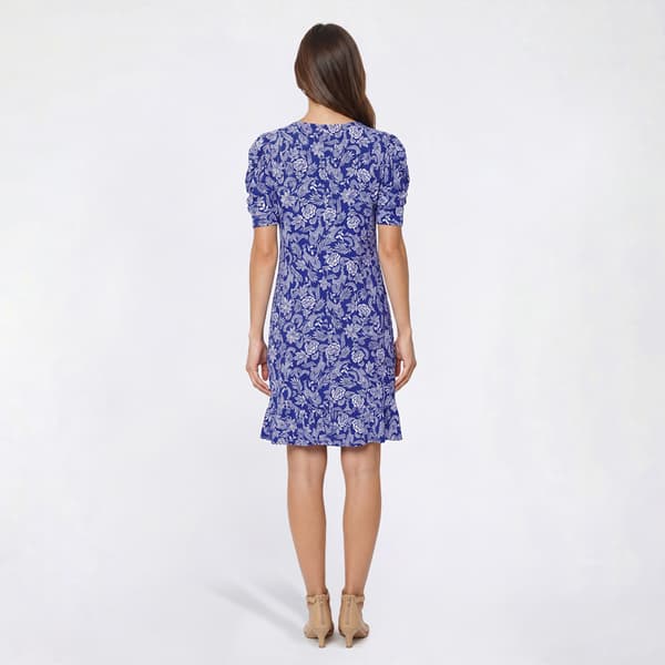 Petite MSK Short Puff Sleeve Floral Leaf Shift Dress