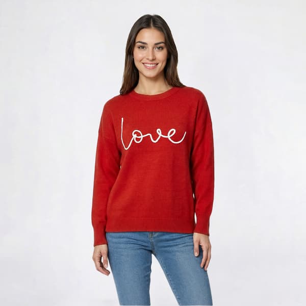 Petite Zac & Rachel Long Sleeve Love Script Sweater