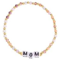 Athra 14kt. Gold over Brass Pink Mom Stretch Beaded Bracelet
