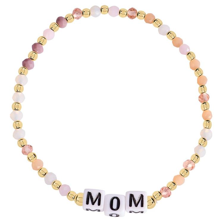 Athra 14kt. Gold over Brass Pink Mom Stretch Beaded Bracelet