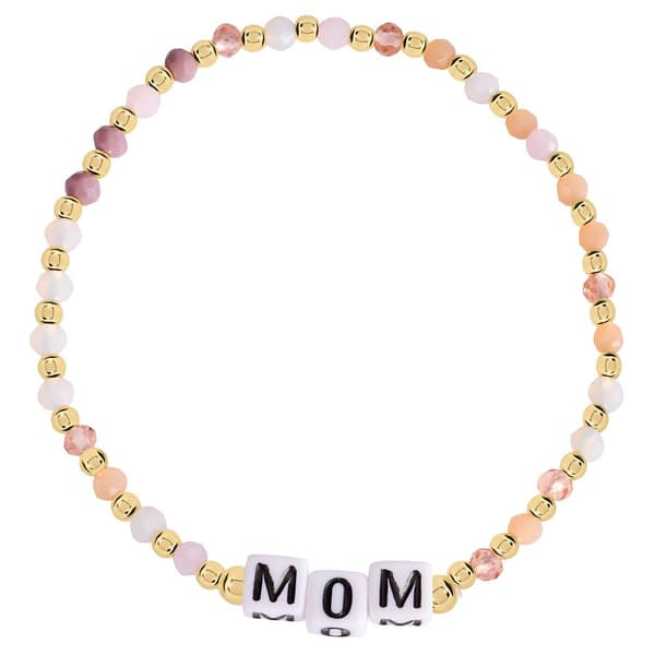 Athra 14kt. Gold over Brass Pink Mom Stretch Beaded Bracelet