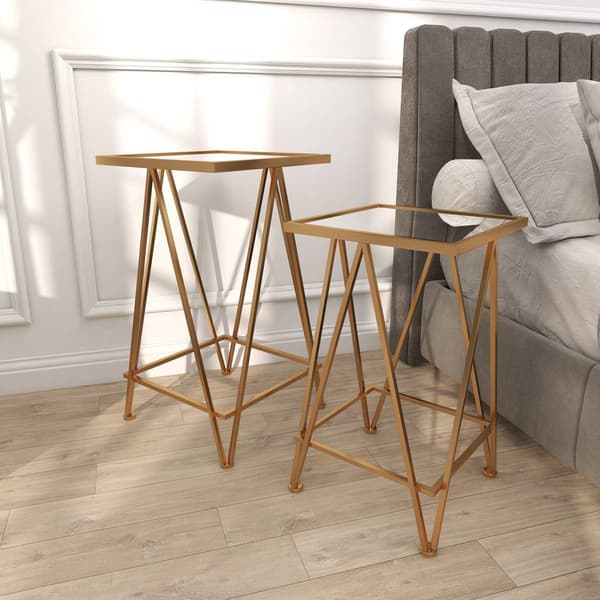 9th & Pike® Gold Metal Contemporary Accent Table - Set of 2