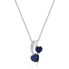 Gemminded 925 Sterling Silver 5mm Heart Created Sapphire Pendant